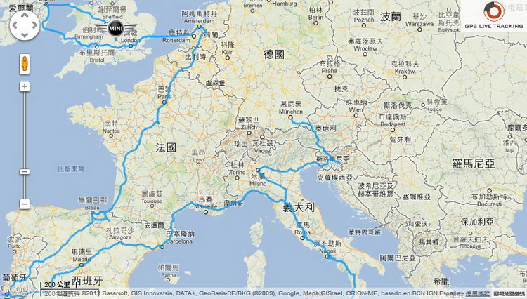 這趟旅程的路線圖，可說遊遍了大半的西歐與南歐