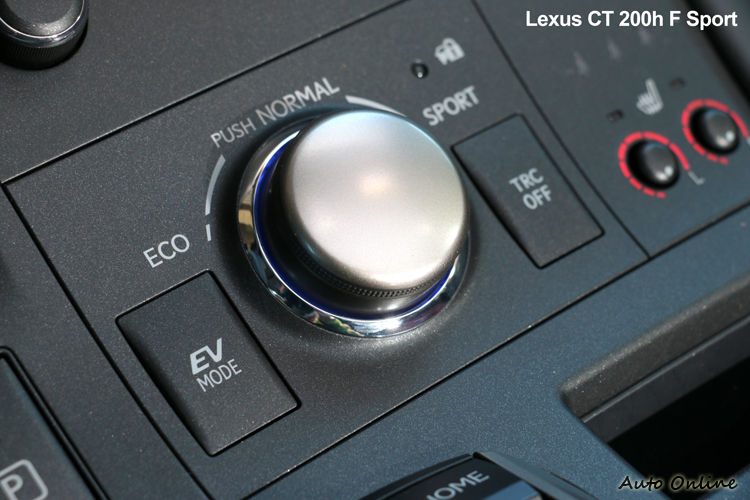 透過旋鈕可以有四種行車模式，Sport Normal、ECO以及EV Mode。