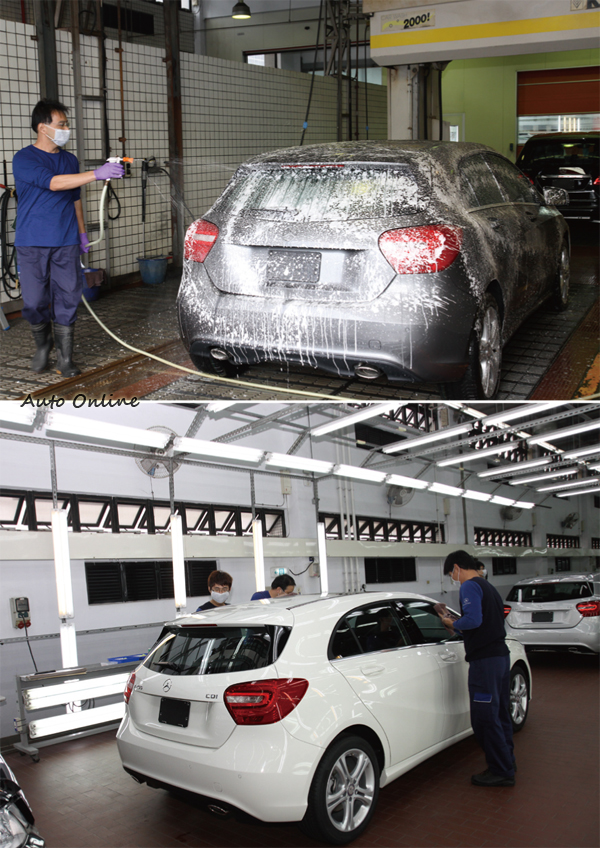 車身清洗與打蠟的作業過程中，也要找出漆面的細微刮痕進行處理。