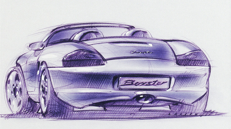 從草繪設計圖到概念車，Boxster的基本特徵都與後來量產的版本相當類似。