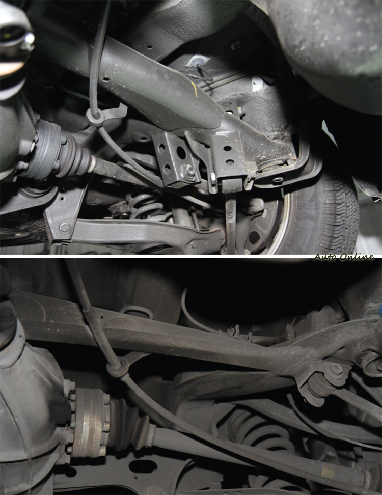 從前後代的後懸結構桿來看新一代的STAVIC後懸材質變得更為複雜也更為粗壯。