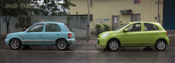 新March由A柱開始畫過一條更斜的拋物線往車頂去,跟K11有明顯的差異。